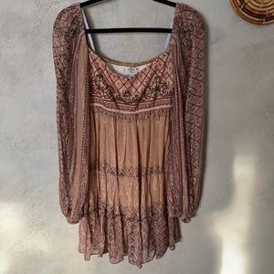 Hemant & Nadita Tiered puff sleeve mini dress size S